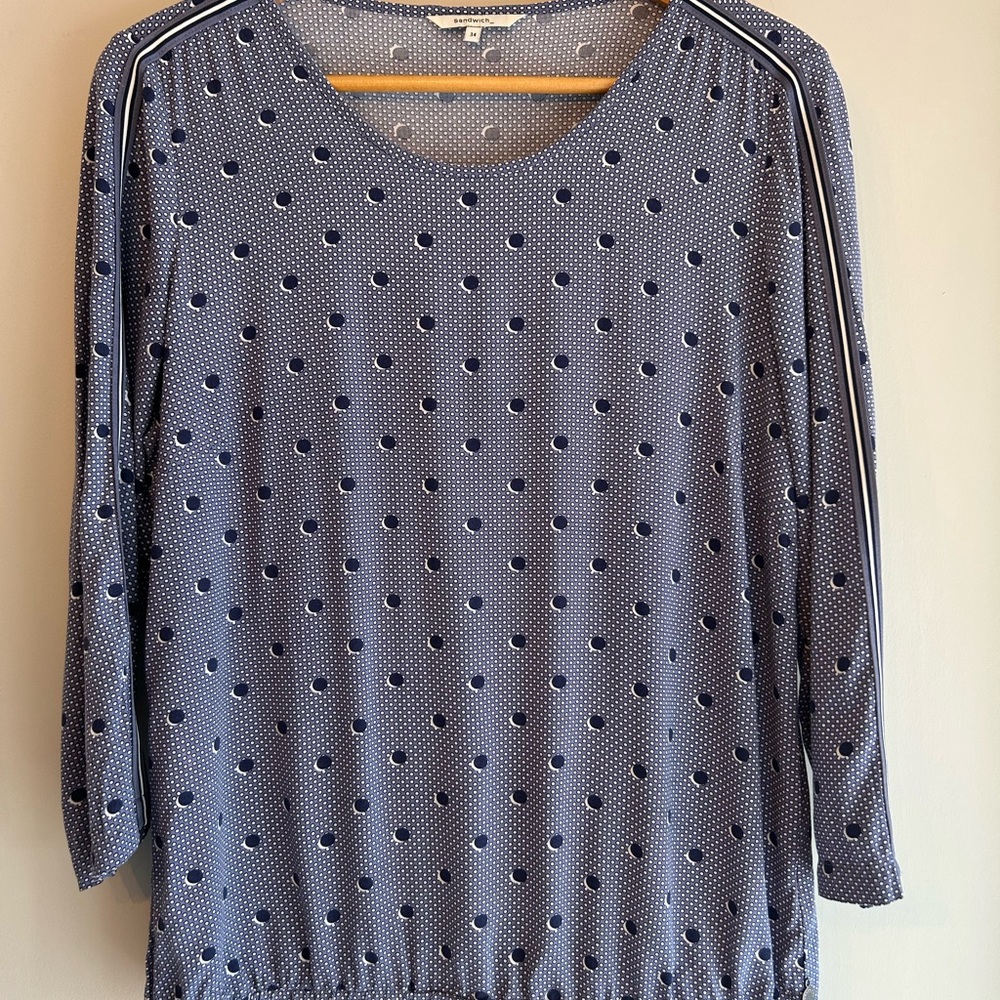 SANDWICH Gray and Black Relaxed Fit Blouse